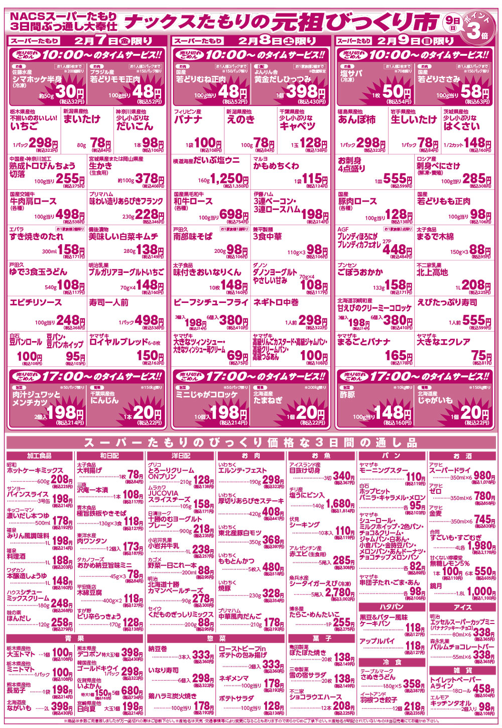 びっくり市2月7日〜9日裏